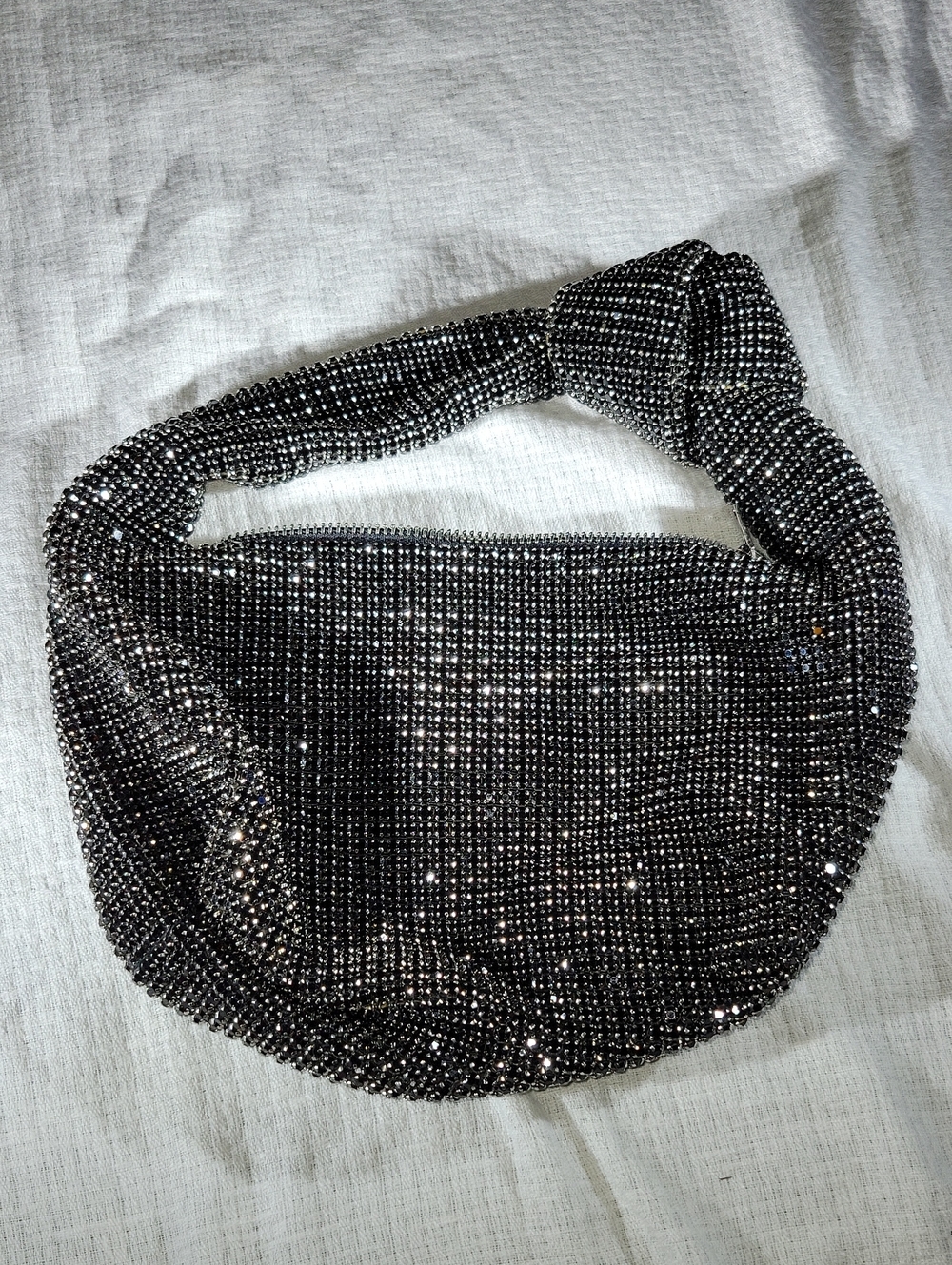 Urban Expressions Black Silver Metallic Mesh Evening Bag NWOT